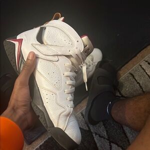Men's White and Red Sneakers
